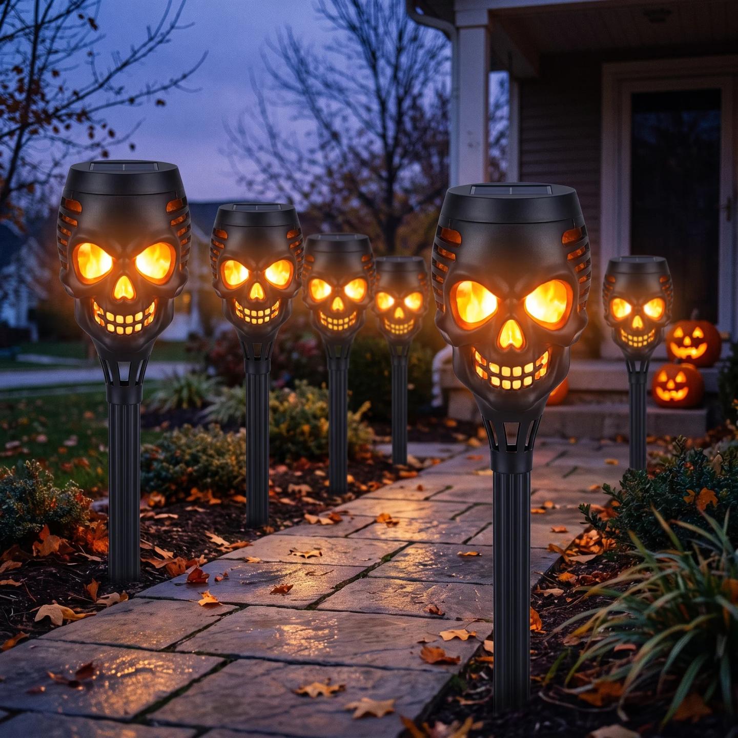💀🔥Halloween Early Bird Special Sale 49% OFF-Halloween Skulls Solar Pathway Lights