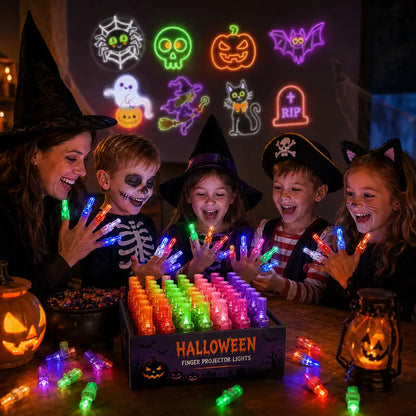 🎃 48PCS Halloween Finger Projector Rings – Light Up Every Spooky Moment