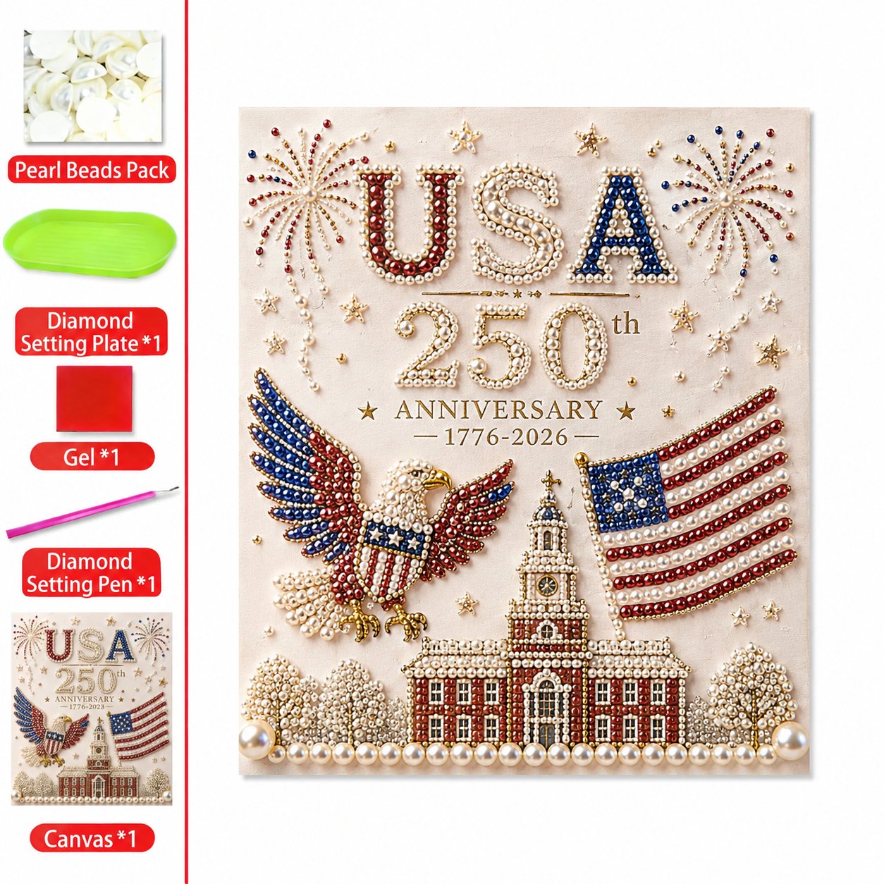 🇺🇸 USA 250th Anniversary DIY Pearl Painting Kit - BUY 2 FREE SHIPPING