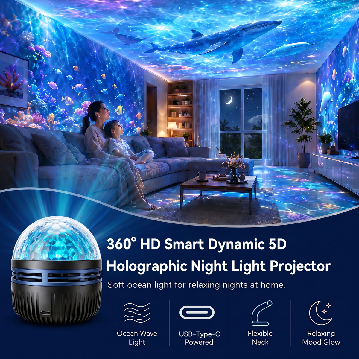 A Last Day 50% OFF🎁 - 360° Smart Holographic Starry Sky Projector (🔥Multi-mode UHD Smart Dynamic 5D)
