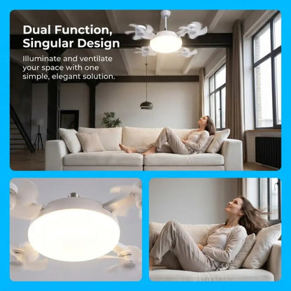 2026 Upgraded E9 Screw-In Ceiling Fan with LED Light | No Wiring Required