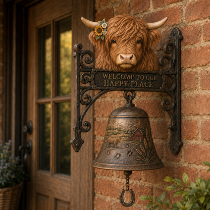 🐂Highland Cow Farmhouse Welcome Bell🔔