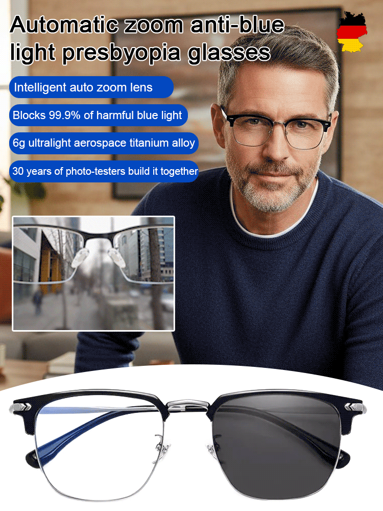 🎁Hot Sale🔥👓Ultra Light Anti Blue Presbyopic Glasses✨