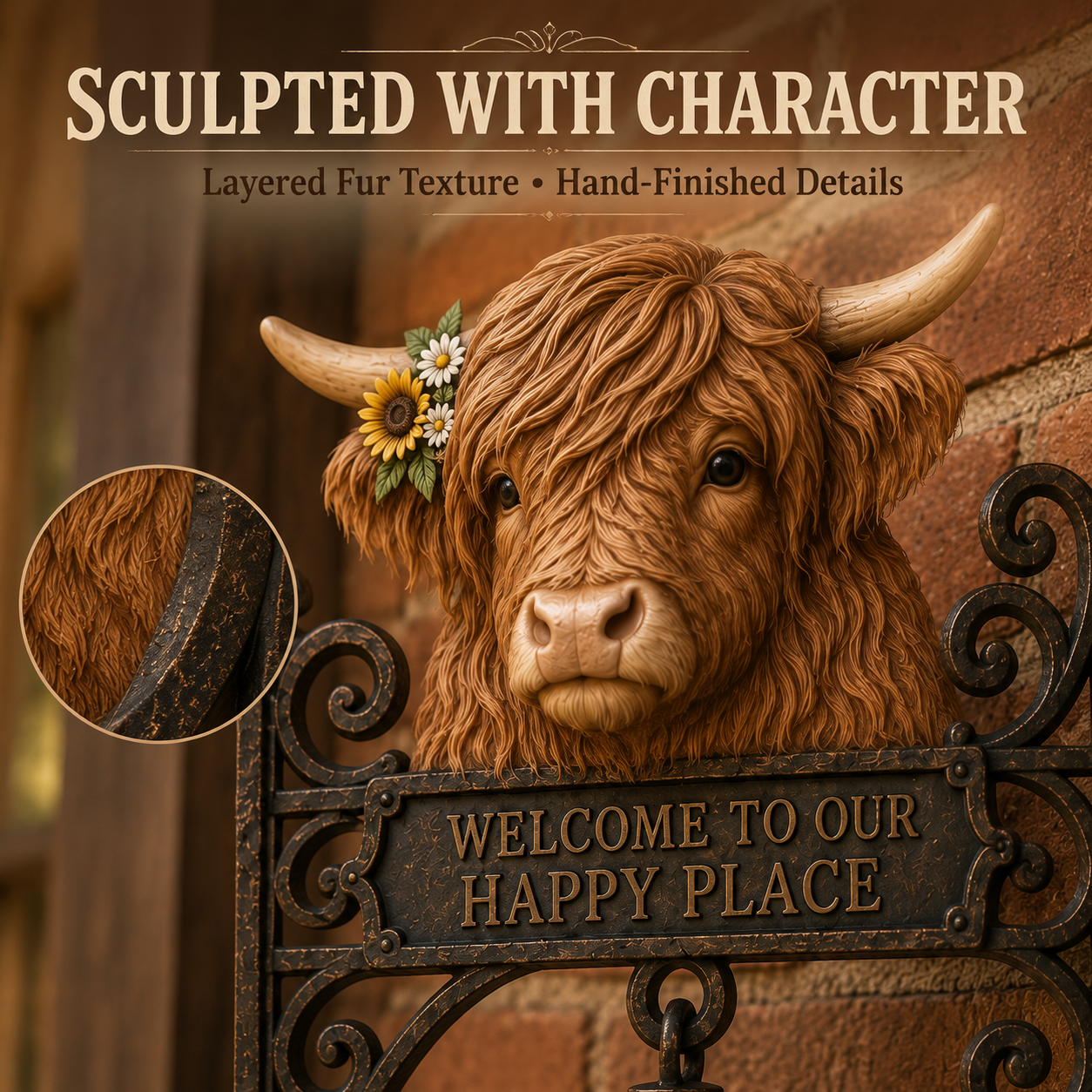 🐂Highland Cow Farmhouse Welcome Bell🔔
