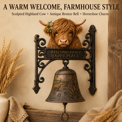 🐂Highland Cow Farmhouse Welcome Bell🔔
