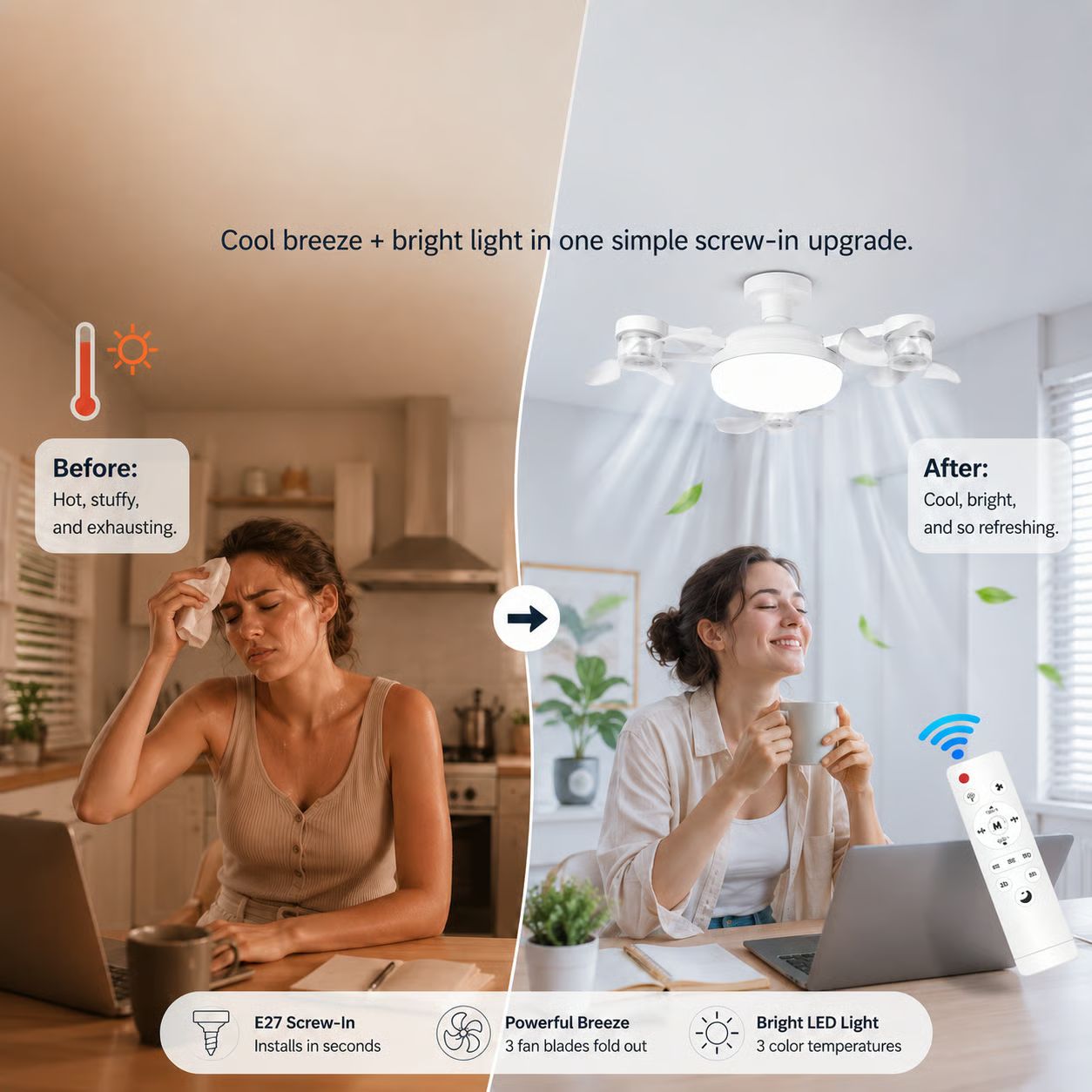 Ceiling Fan Light with Remote Control