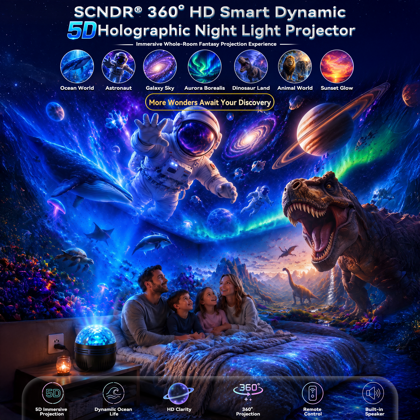 🔥Last Day 50% OFF🎁 - 360° Smart Holographic Starry Sky Projector (HD Smart Dynamic 5D)