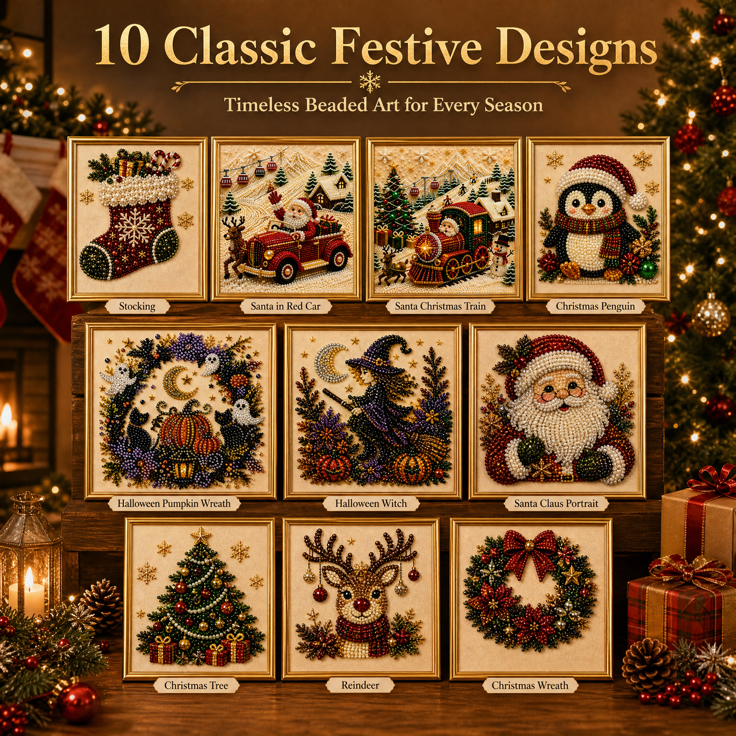 🧘Relaxing & Beginner-Friendly - 🎨💎DIY Christmas Bead Art Diamond Painting Set