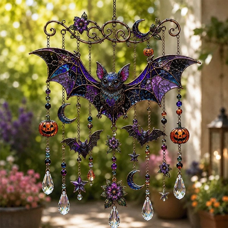 👻 Halloween Suncatcher Wind Chime – Cute Spooky Hanging Decor 🎃