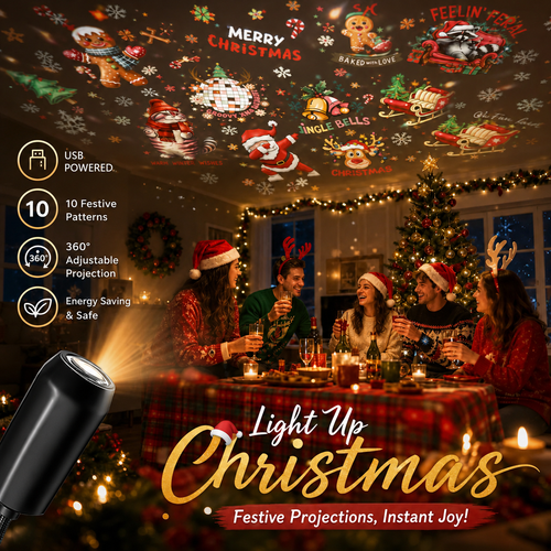 🔥 Last Day 50% OFF – HD Christmas Scene Projector