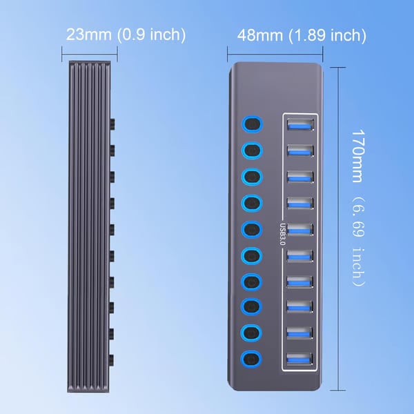 ⚡ Powered USB 3.0 Hub – Expand Your Setup, Control Every Port