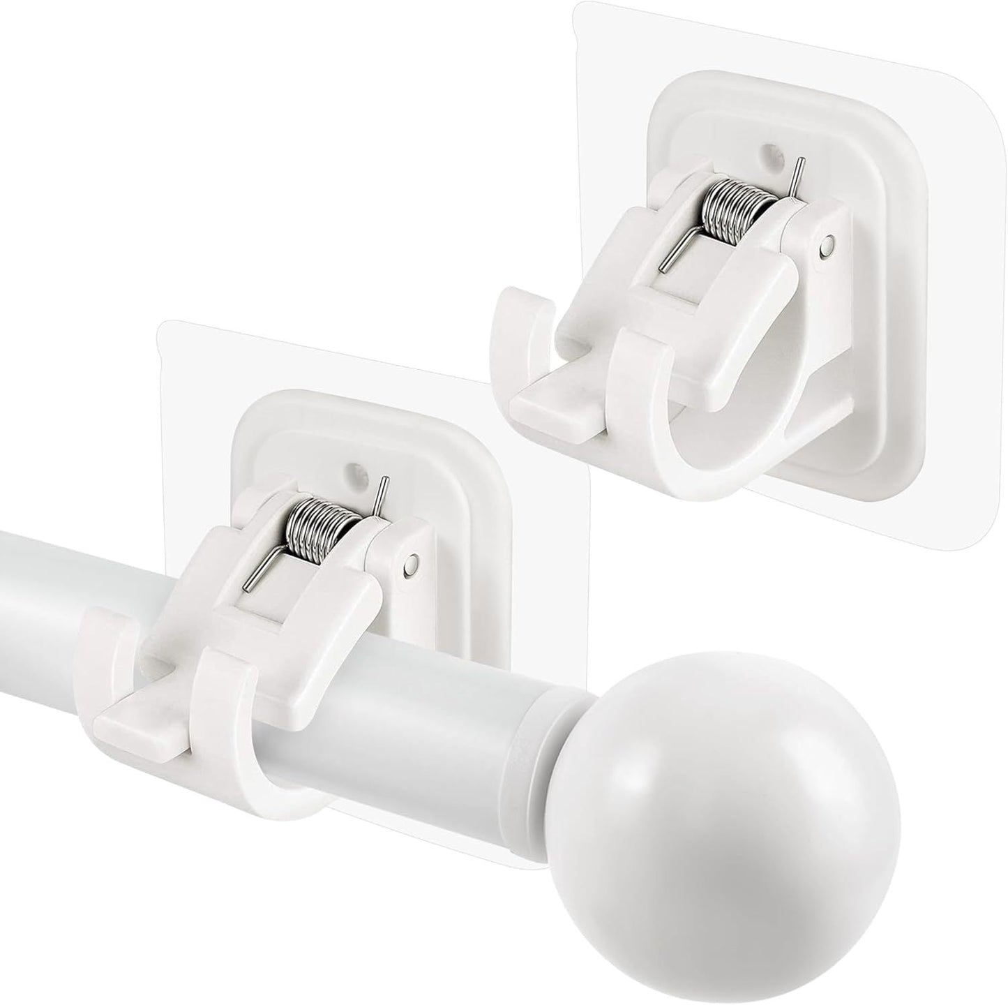 8PCS No-Drill Self-Adhesive Curtain Rod Brackets – Heavy Duty Wall Hooks for Curtain Rods, Damage-Free Installation