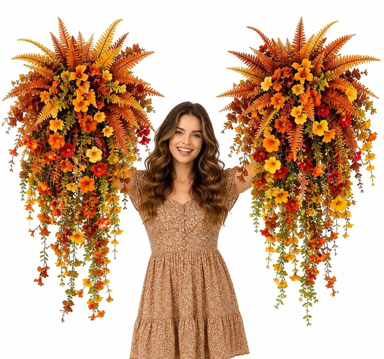 🎉🍂 ARTIFICIAL FALL HARVEST HANGING BASKET - AUTUMN PORCH & DOOR DECORATION