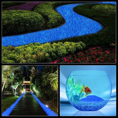 Deep Blue Glow-in-the-Dark Pebbles for Gardens, Paths & Decor