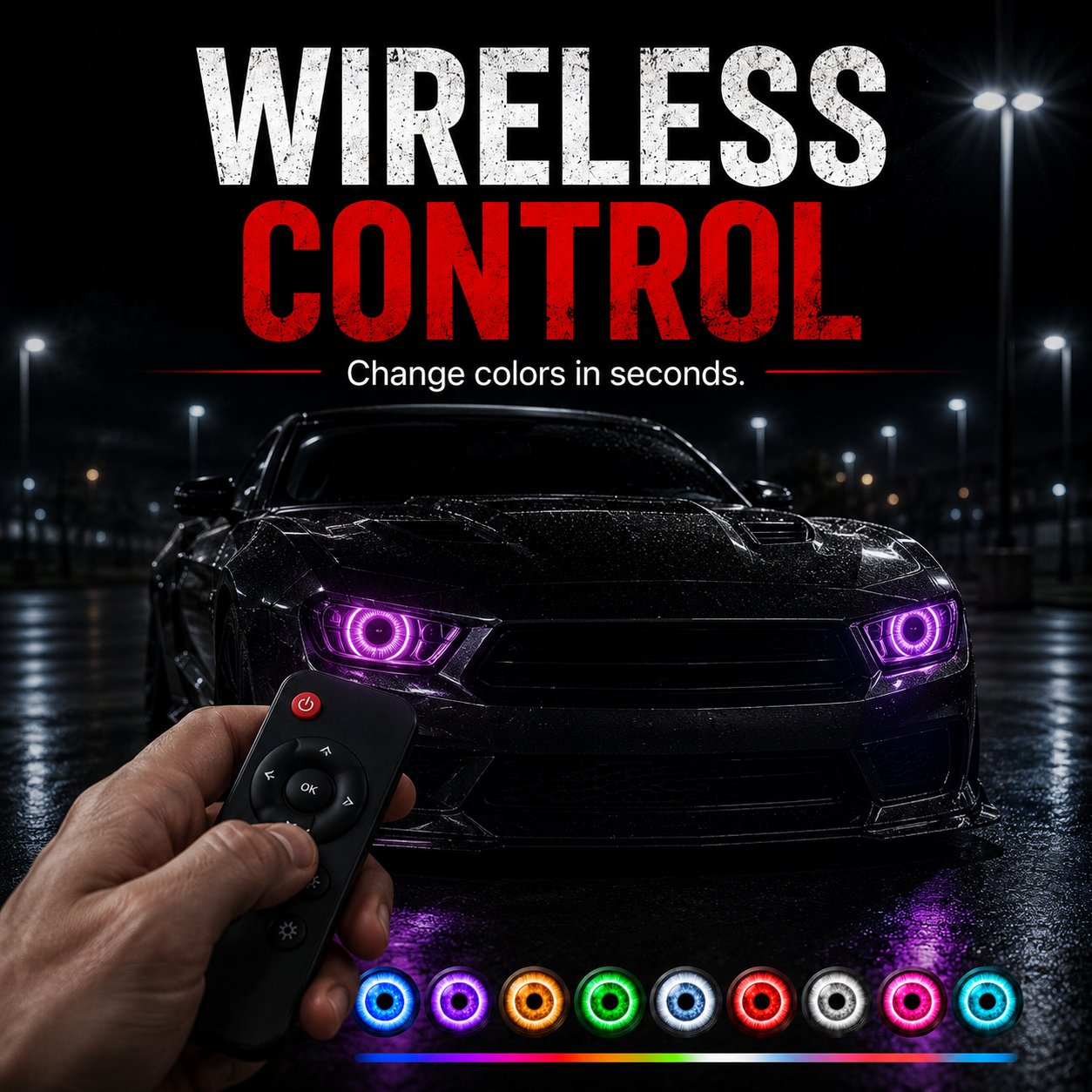 🔥RGB Animated Eye LED Headlight Kit – 33+ Colors & Effects