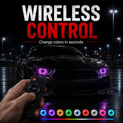 🔥RGB Animated Eye LED Headlight Kit – 33+ Colors & Effects