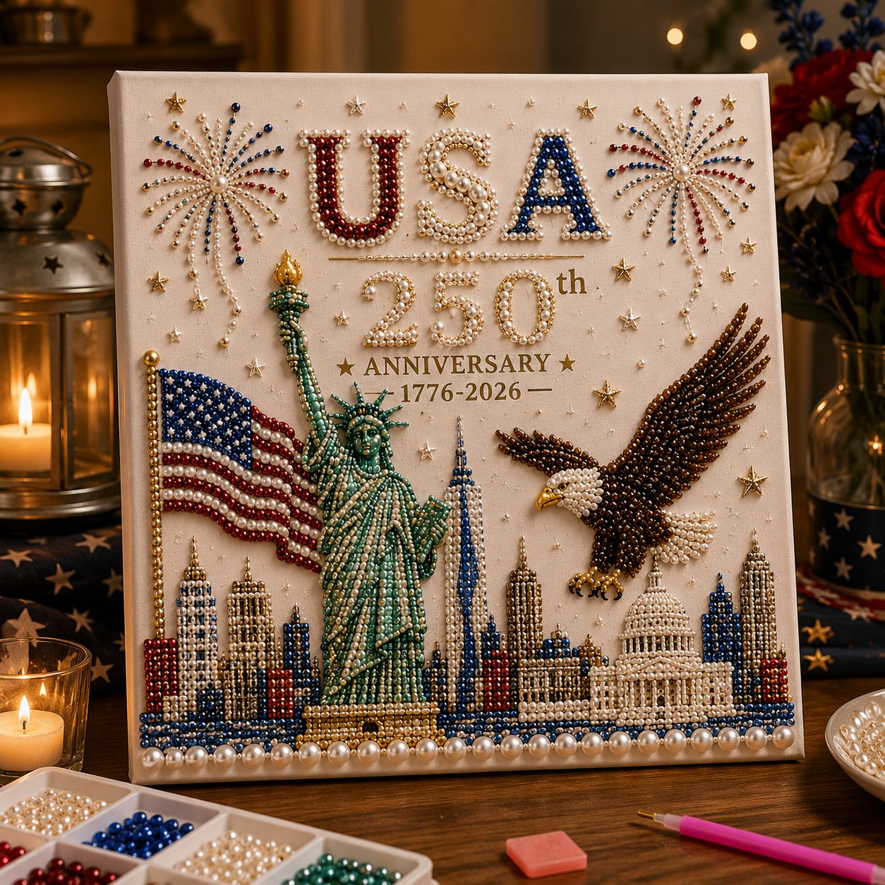 🇺🇸 USA 250th Anniversary DIY Pearl Painting Kit - BUY 2 FREE SHIPPING