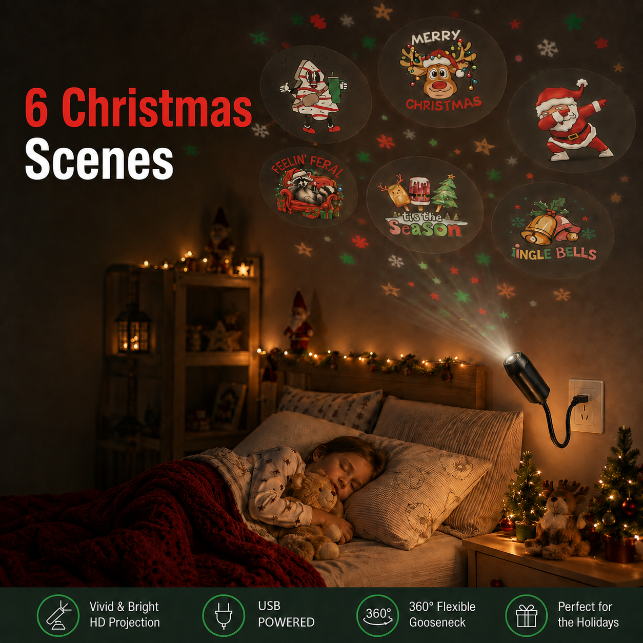 🔥 Last Day 50% OFF – HD Christmas Scene Projector
