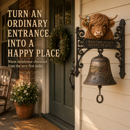 🐂Highland Cow Farmhouse Welcome Bell🔔