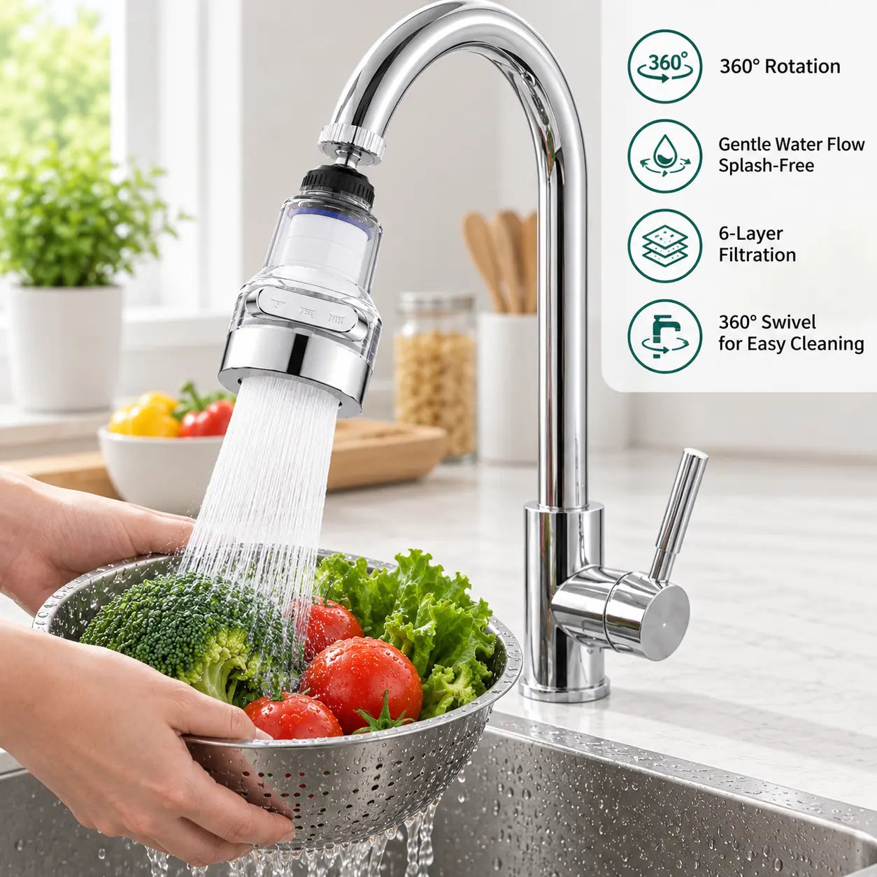 ✨Today's Special Offer 49% OFF🎉 - 360° Rotating Faucet Aerator Filter, 6-Layer Filter with 3 Water Modes