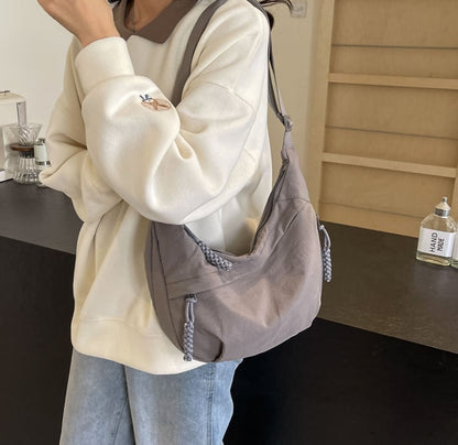 ⏰Designer Direct Sales👜Women's Fashion Plain Color Nylon Crossbody Hobo Bag