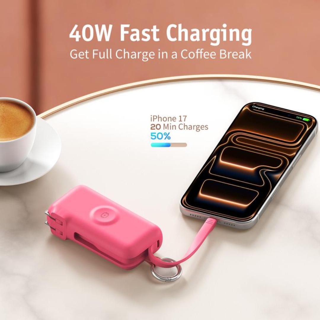 10000mAh Portable Charger Charging with Cable & Wall Plug