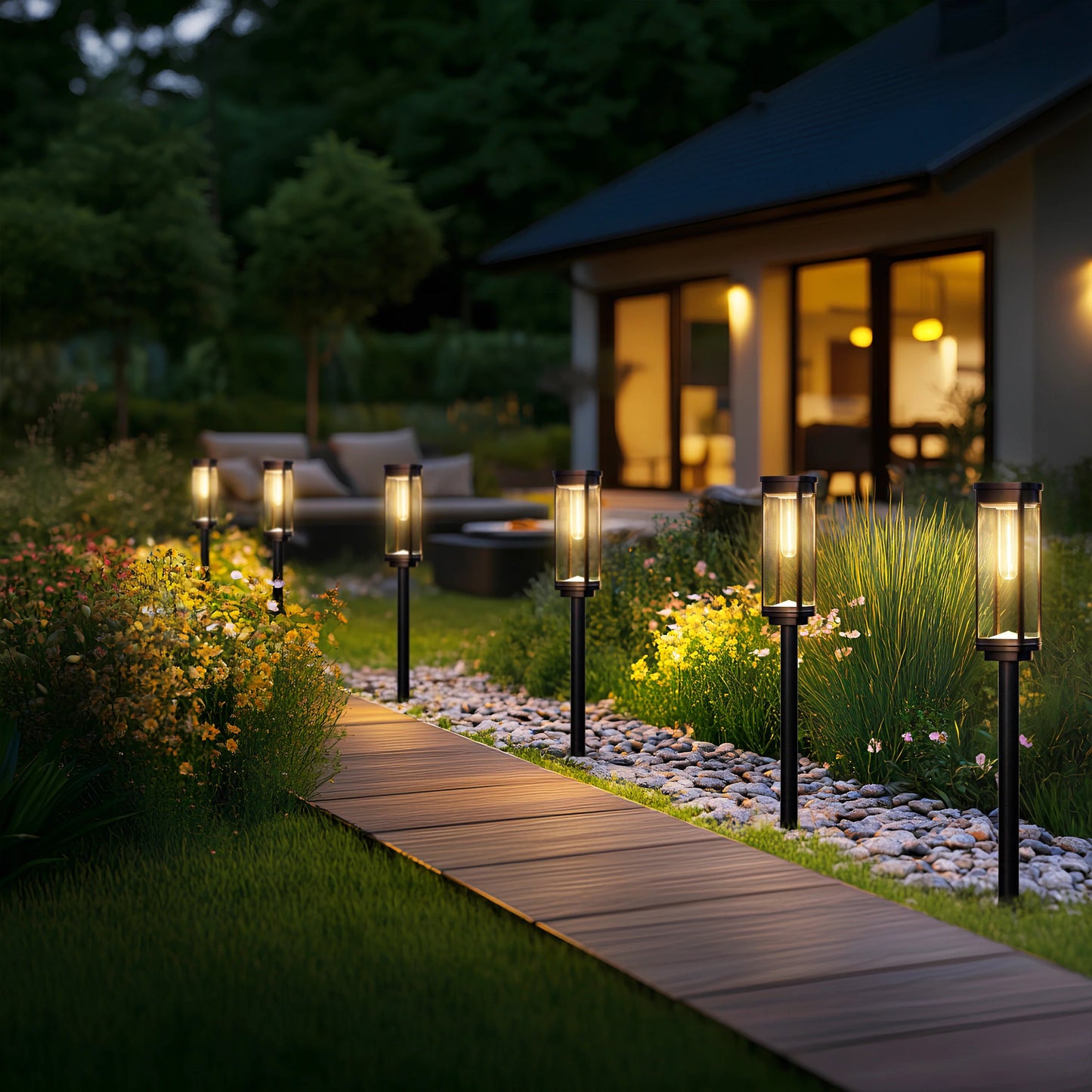 🎉Today's promotion: 60% Off ❤️Solar Pathway Lights with Automatic Dusk-to-Dawn Sensor and Waterproof Design