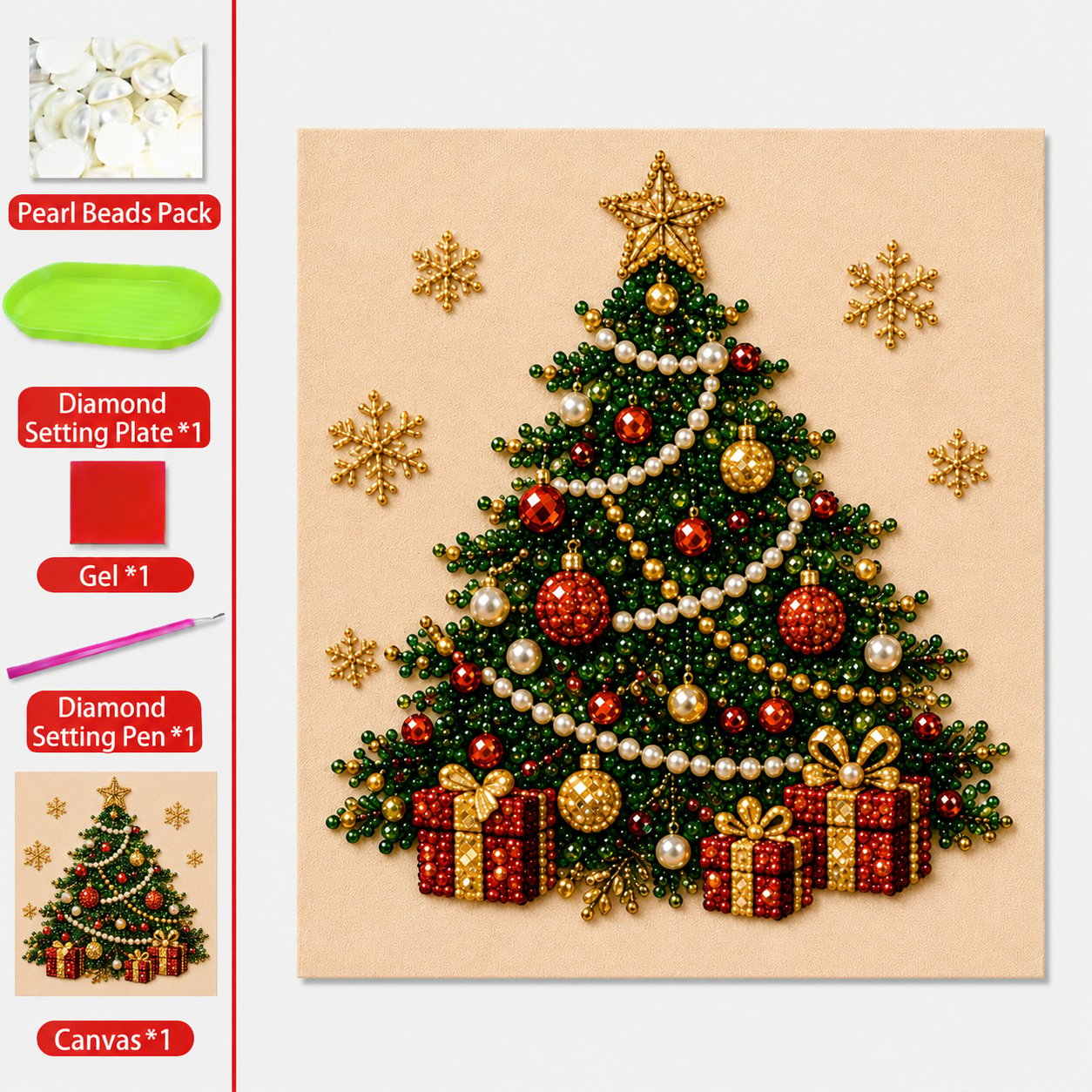 🧘Relaxing & Beginner-Friendly - 🎨💎DIY Christmas Bead Art Diamond Painting Set