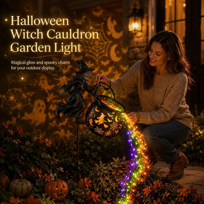 🔥LAST DAY 60% OFF🧙‍♀️ Turn Your Yard Into a Magical Halloween Scene | Glowing Witch Cauldron Garden Light