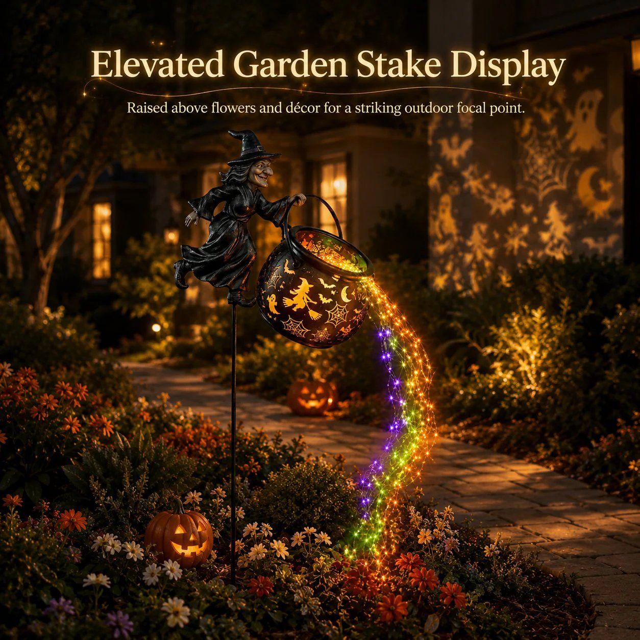 🔥LAST DAY 60% OFF🧙‍♀️ Turn Your Yard Into a Magical Halloween Scene | Glowing Witch Cauldron Garden Light