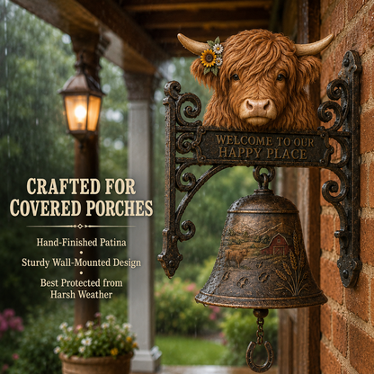 🐂Highland Cow Farmhouse Welcome Bell🔔