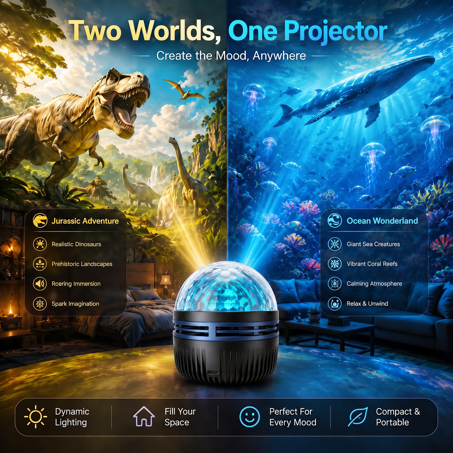 🔥Last Day 50% OFF🎁 - 360° Smart Holographic Starry Sky Projector (HD Smart Dynamic 5D)