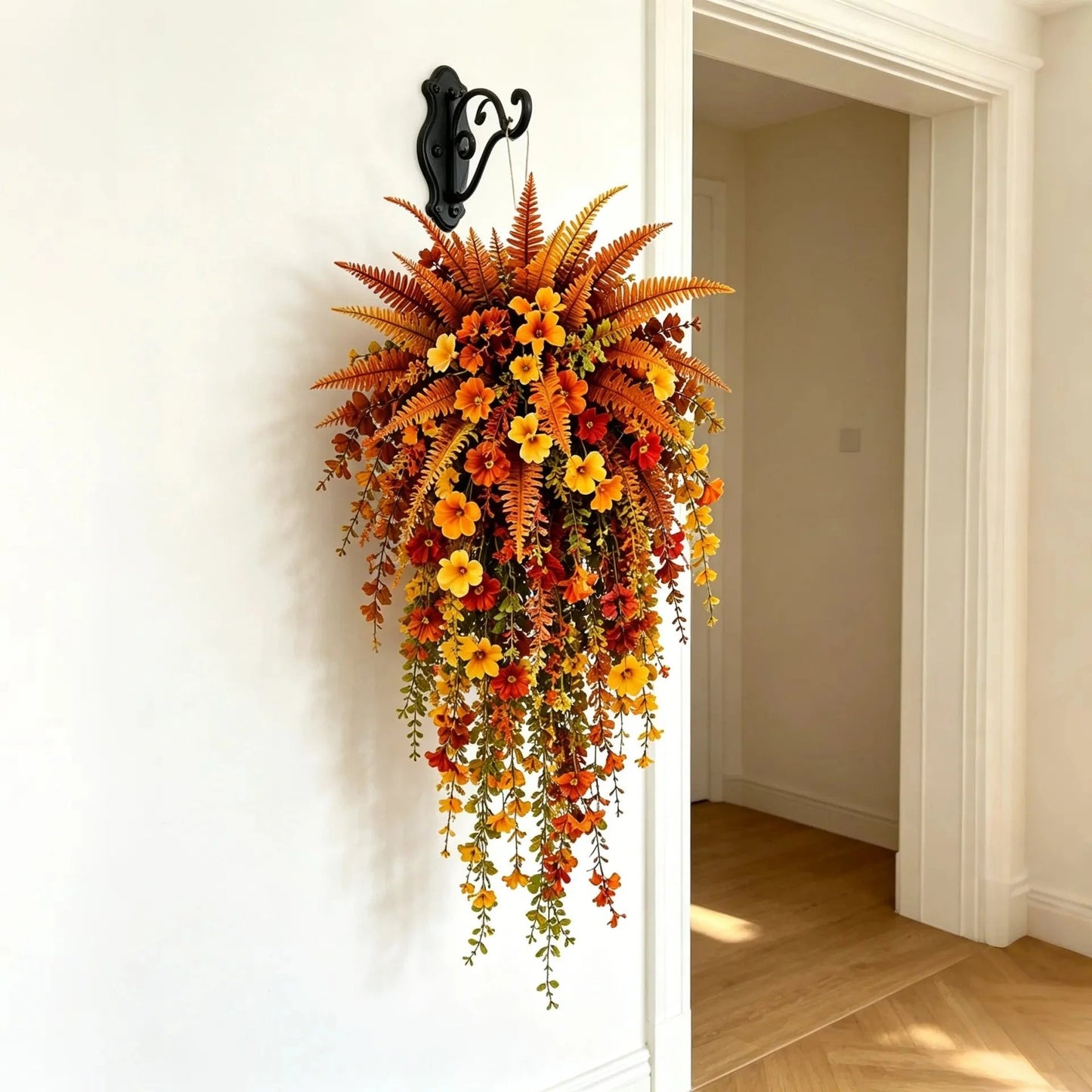 🎉🍂 ARTIFICIAL FALL HARVEST HANGING BASKET - AUTUMN PORCH & DOOR DECORATION