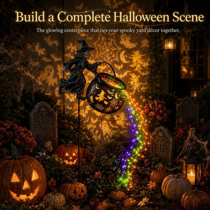 🔥LAST DAY 60% OFF🧙‍♀️ Turn Your Yard Into a Magical Halloween Scene | Glowing Witch Cauldron Garden Light