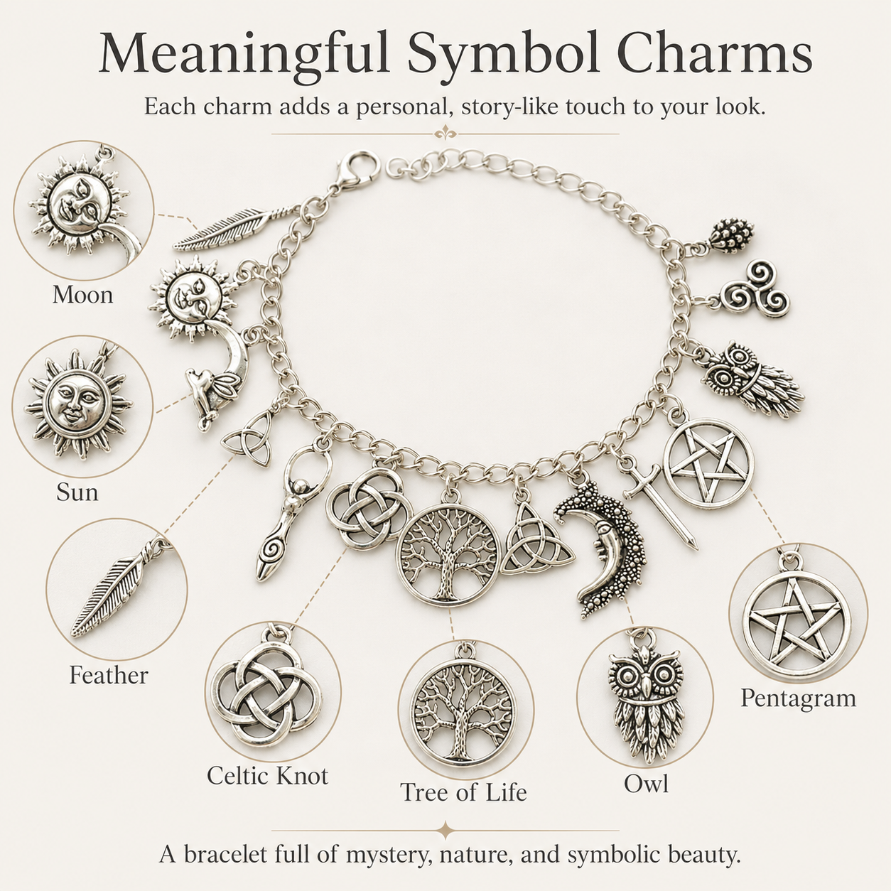 🔥Limited Time 50% Off✨ Hand Crafted Vintage Witchy Charm Bracelet