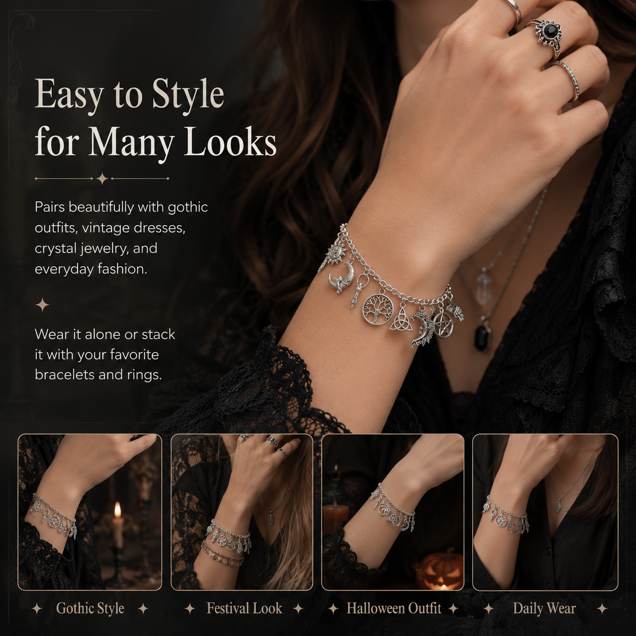 🔥Limited Time 50% Off✨ Hand Crafted Vintage Witchy Charm Bracelet