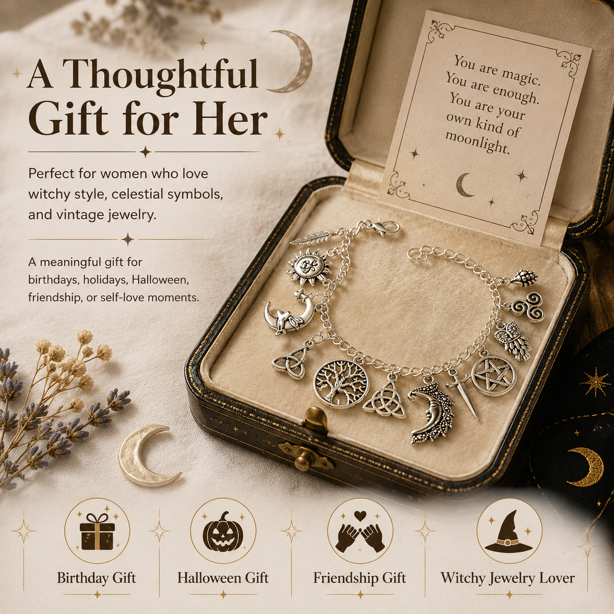 🔥Limited Time 50% Off✨ Hand Crafted Vintage Witchy Charm Bracelet