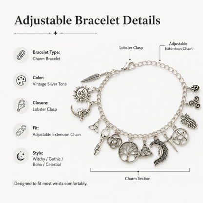 🔥Limited Time 50% Off✨ Hand Crafted Vintage Witchy Charm Bracelet