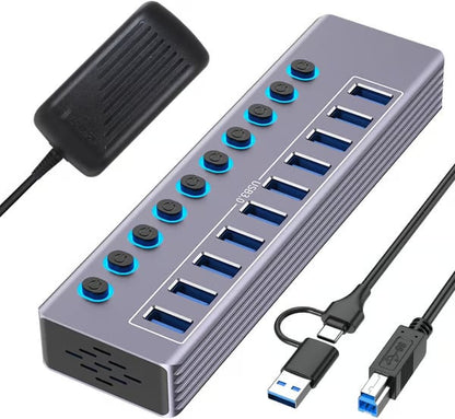 ⚡ Powered USB 3.0 Hub – Expand Your Setup, Control Every Port