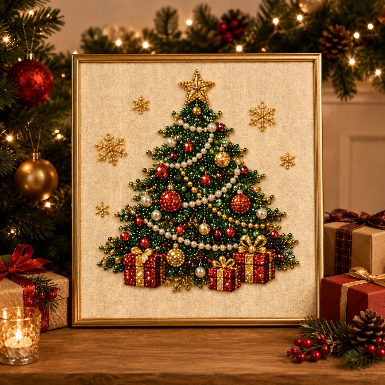 🧘Relaxing & Beginner-Friendly - 🎨💎DIY Christmas Bead Art Diamond Painting Set