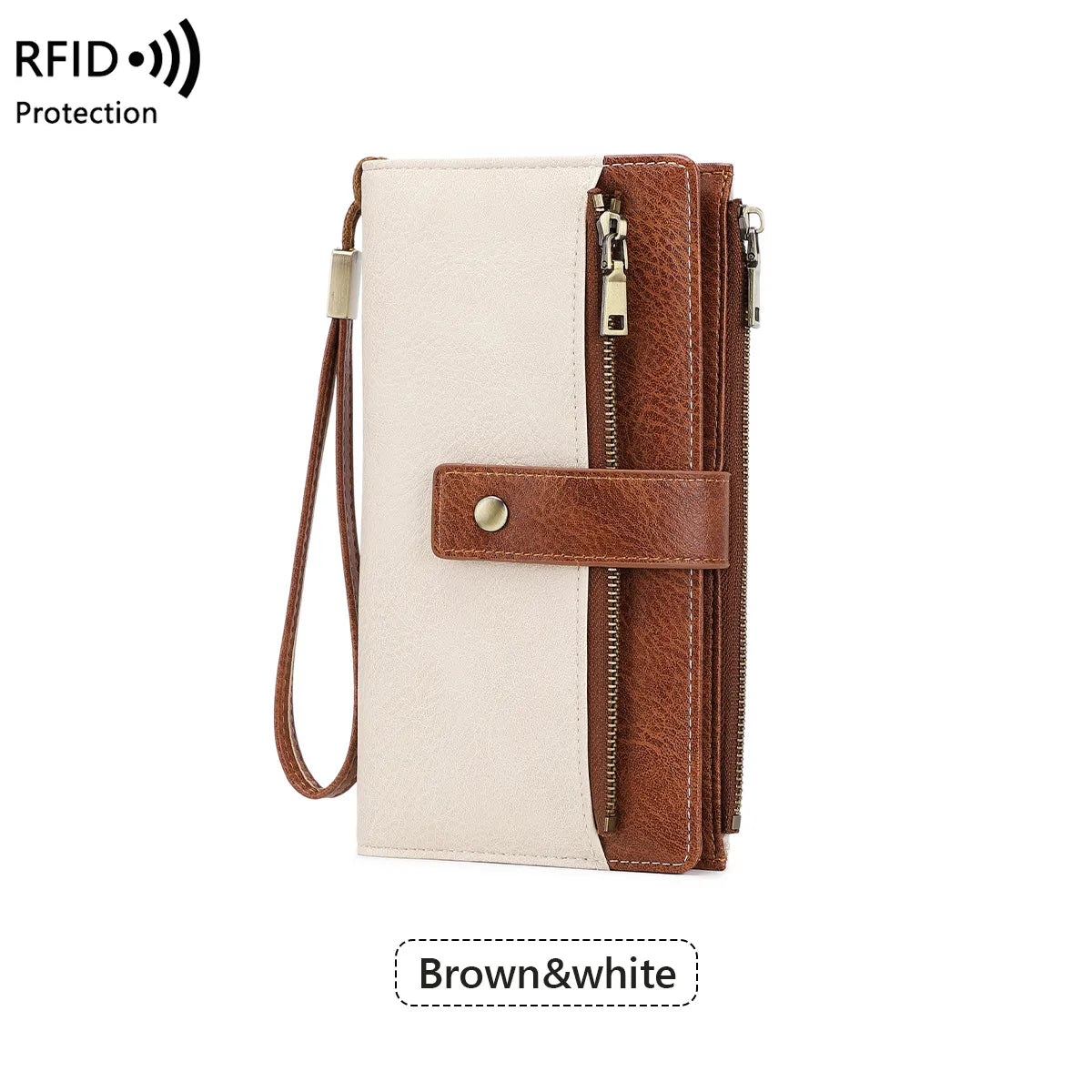 🔥Women's long wallet, stylish clutch, elegant solid color RFID blocking wallet