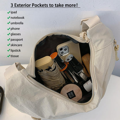 ⏰Designer Direct Sales👜Women's Fashion Plain Color Nylon Crossbody Hobo Bag