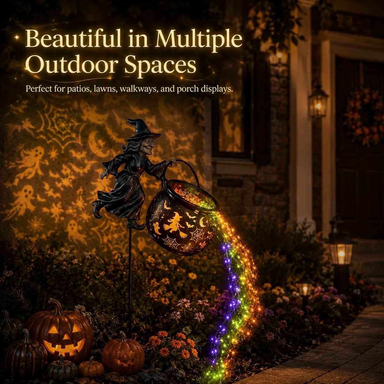 🔥LAST DAY 60% OFF🧙‍♀️ Turn Your Yard Into a Magical Halloween Scene | Glowing Witch Cauldron Garden Light