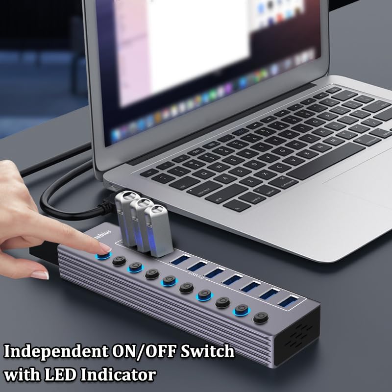 ⚡ Powered USB 3.0 Hub – Expand Your Setup, Control Every Port
