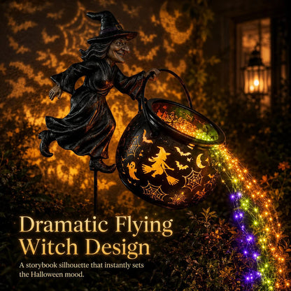 🔥LAST DAY 60% OFF🧙‍♀️ Turn Your Yard Into a Magical Halloween Scene | Glowing Witch Cauldron Garden Light