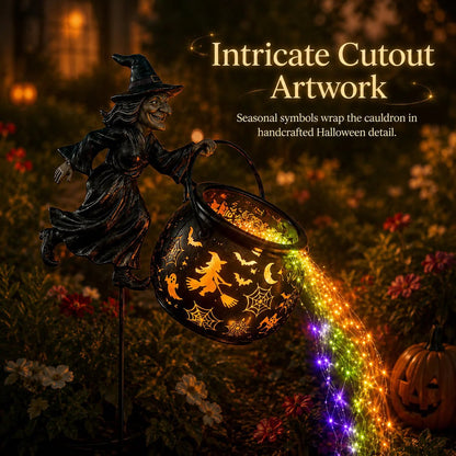 🔥LAST DAY 60% OFF🧙‍♀️ Turn Your Yard Into a Magical Halloween Scene | Glowing Witch Cauldron Garden Light