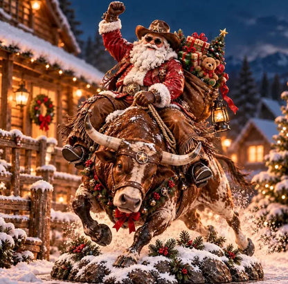 🔥🔥 Last Day 49% OFF – 🎅 Cowboy Santa on Horse Lighted Christmas Yard Decoration | Rustic Western Holiday Outdoor Décor