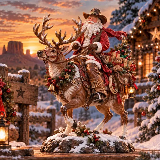 🔥🔥 Last Day 49% OFF – 🎅 Cowboy Santa on Horse Lighted Christmas Yard Decoration | Rustic Western Holiday Outdoor Décor