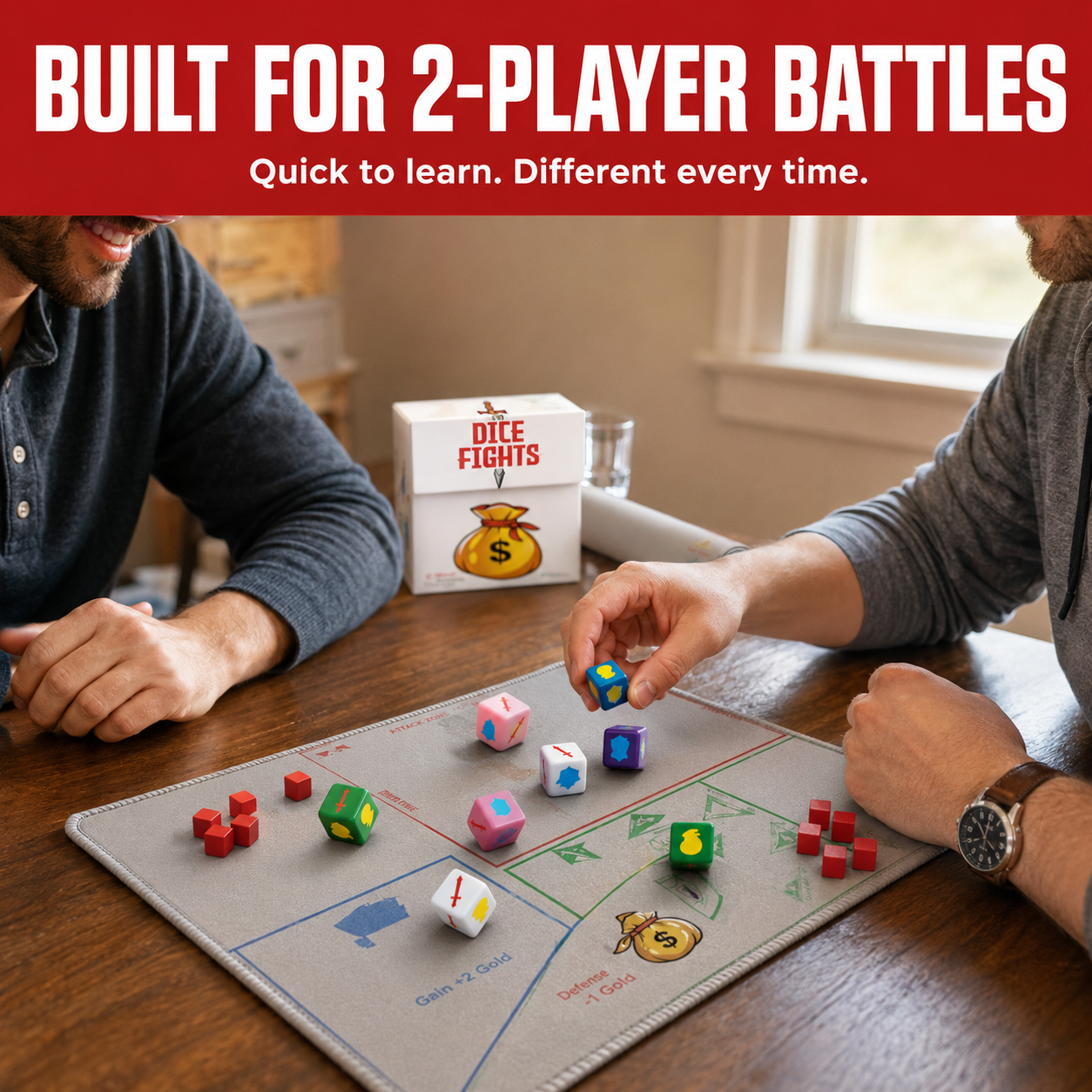 Ultimate Dice Fights Bundle – 2-Player Strategy Game with Heal or Steal Set & Battle Mat