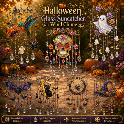 👻 Halloween Suncatcher Wind Chime – Cute Spooky Hanging Decor 🎃